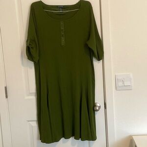 3X Ralph Lauren green knee length long sleeve dress